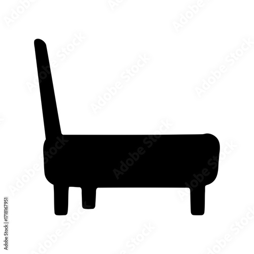 Simple silhouette of a modern chair with a high back and legs