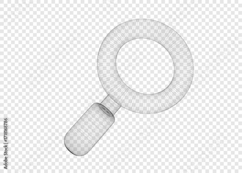3d wireframe magnifying glass black color. Stock vector illustration on isolated background.	