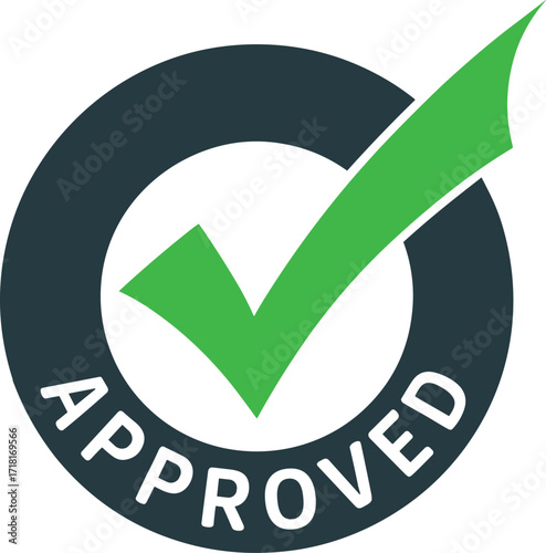 Approved concept vector logo with modern graphic.