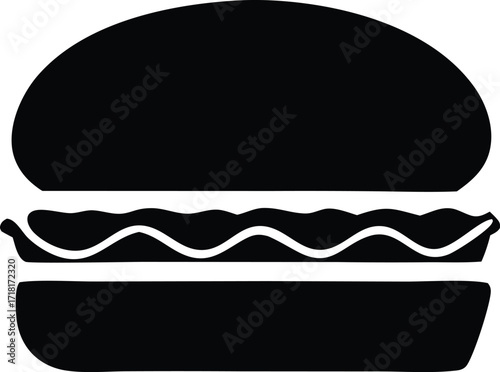 Classic burger silhouette icon simple graphic food fast food symbol restaurant menu delicious meal uncomplicated design quick snack mealtime