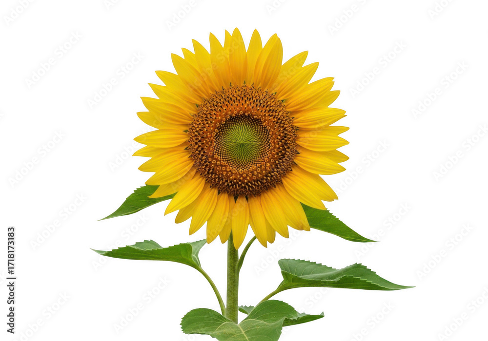 Obraz premium Bright yellow sunflower in full bloom against a solid background isolated on transparent background