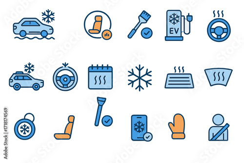 Car care tips for winter weather: essential icons for safe driving in icy conditions