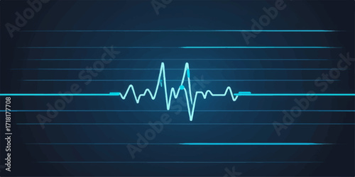 Medical cardiogram showing a blue heartbeat pulse line on a monitor screen
