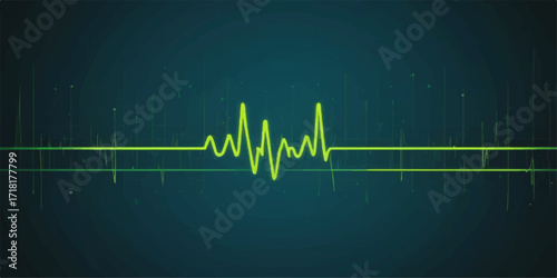 An animated cardiac pulse rhythm creates a heartbeat graph on a medical monitor screen