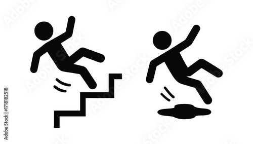 falling people, icon man slipped	
