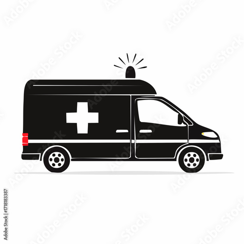 Black and white illustration of an ambulance.