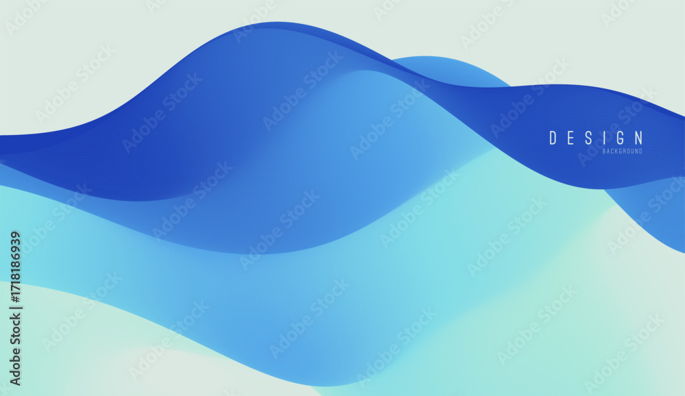 Blue abstract ocean seascape. Sea surface. Realistic landscape with waves. Nature background. Cover design template. 3d vector illustration for banner, flyer, poster or brochure.