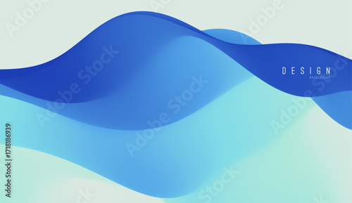 Blue abstract ocean seascape. Sea surface. Realistic landscape with waves. Nature background. Cover design template. 3d vector illustration for banner, flyer, poster or brochure.