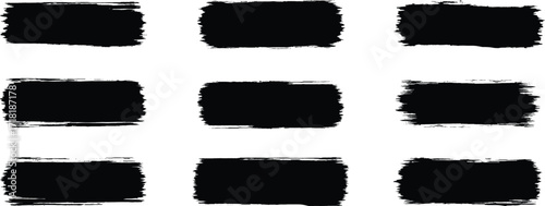 Brush strokes Black set paint, ink brush, brushes, lines, frames, box, grungy. straight line vector illustration, smears, sketch lines.