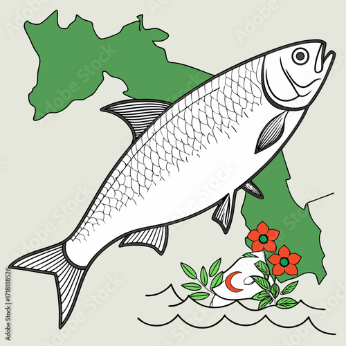 Freshly caught raw fish with shimmering scales is isolated on a clean white background