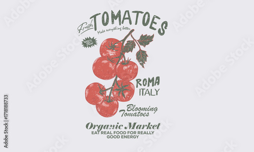 Tomato vegetable artwork for t shirt print, poster, sticker and other uses. Organic vegetable artwork.
