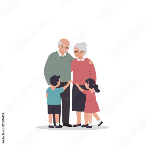Grandparents with Grandchildren Happy Family.