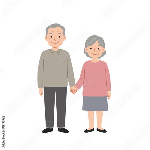 Happy Elderly Couple Holding Hands.