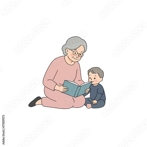 Grandmother Reading to Grandchild.