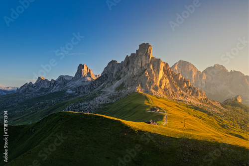 Aerial view of the Giau Pass, Dolomites, Italy
