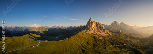 Aerial view of the Giau Pass, Dolomites, Italy