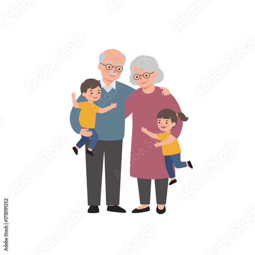 Grandparents with Grandchildren Happy Family.