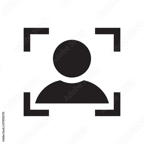 Focus on a person, black and white icon emphasizing individual identity and recognition