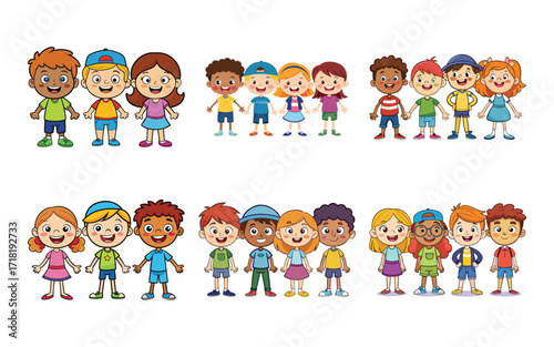 Happy diverse children smiling together friendship childhood