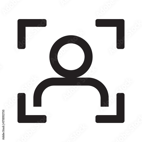 Digital user focus icon representing individual identification and profile selection for modern interface designs and security applications