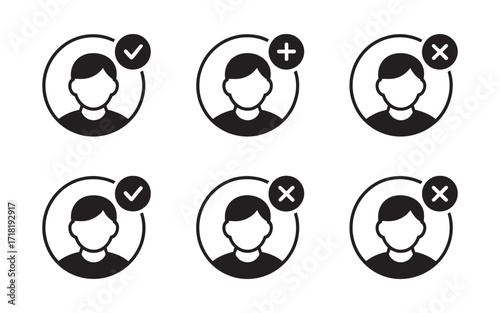 Set of User Icons Add, Remove, and Verification