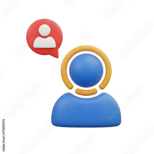 Iconic 3D profile icon vector. Avatar or person ico Design Modern and Contemporary Design isolated with white background