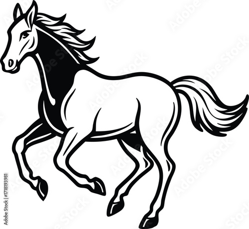 Running stallion vector silhouette illustration isolated on a white background