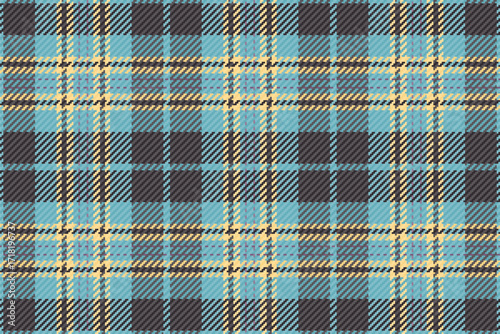 Empty texture seamless vector, linear textile plaid background. Screen tartan fabric pattern check in cyan and grey colors.