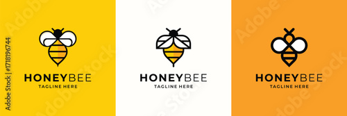 Honeybee Logo Design Inspiration. Vector Illustration.
