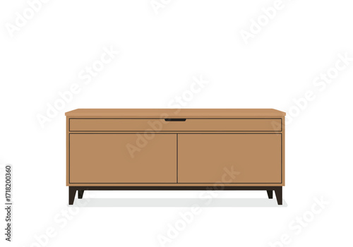 Modern Wooden Cabinet with Two Doors and Drawer.