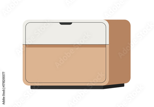 Modern Beige Minimalist Two Drawer Bedside Table.