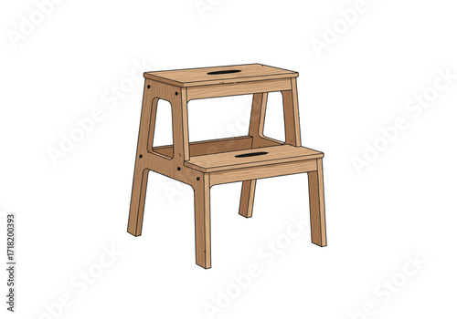 Two-Step Wooden Stool for Reaching High Places.