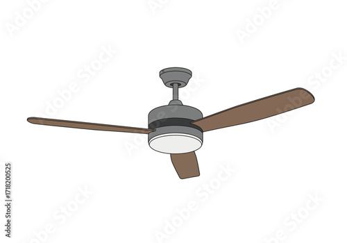 Sleek Modern Ceiling Fan with Wooden Blades.