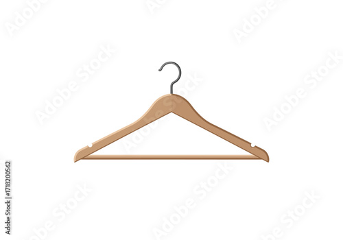 Wooden Clothes Hanger on White Background.