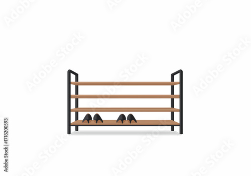 Modern Three-Shelf Shoe Rack for Organized Entryways.