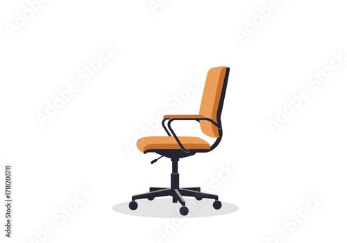 Modern Orange Swivel Office Chair on Wheels.
