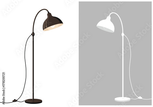 Modern Minimalist Black and White Floor Lamps.