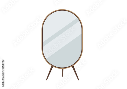 Elegant Oval Mirror with Wooden Stand for Home Decor.