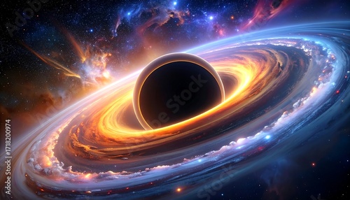 A black hole's accretion disk glows brightly