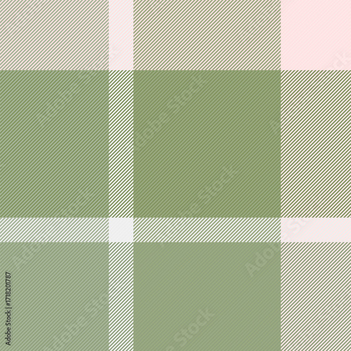 1970s texture background check, tone plaid fabric pattern. Net textile vector seamless tartan in pastel and green colors.