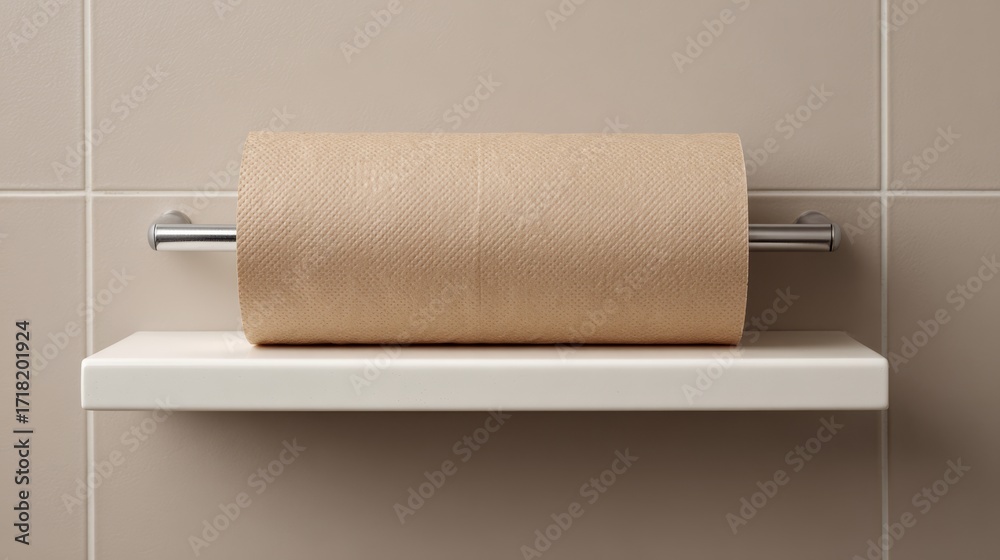 Obraz premium Empty toilet paper roll template on bathroom shelf