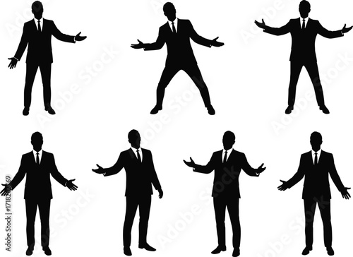 Business silhouettes, standing men, corporat 