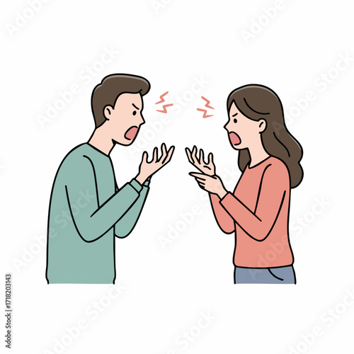 Hand Drawn Angry Couple Arguing Illustration Relationship Conflict Cartoon Style