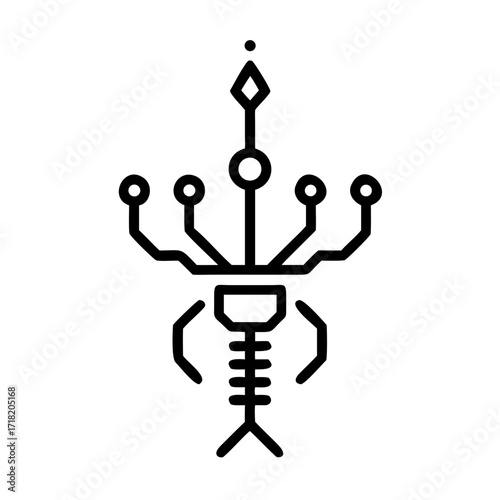 Futuristic menorah designed as an energy reactor in modern style  
