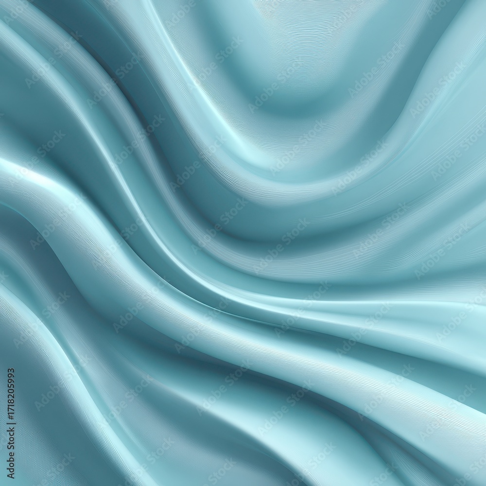 Fototapeta premium Abstract Flowing Teal Silk Fabric Texture with Soft Waves and Subtle Luminous Gradients.