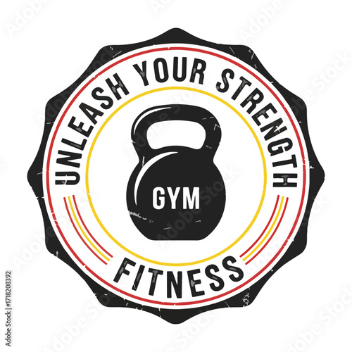 Unleash your strength fitness gym kettlebell emblem