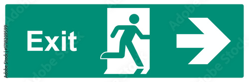 Emergency exit right, escape route sign