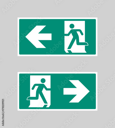 Emergency exit left and right, escape route signs