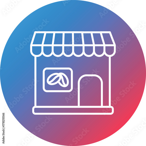 Coffee Shop Line Gradient Circle Background Icon