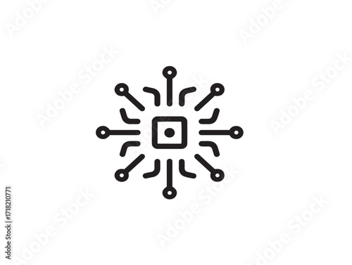 Futuristic artificial intelligence technology interface line art illustration